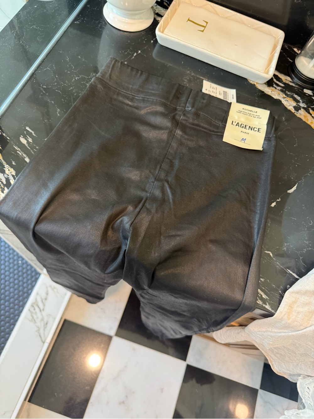 L'AGENCE Black Faux Leather Pants